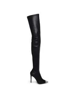NAPA LEATHER THIGH HIGH BOOTS IN BLACK
