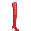 NAPA LEATHER THIGH HIGH BOOTS IN RED