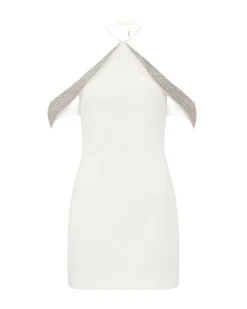 OFF THE SHOULDER CRYSTAL WINGS MINI DRESS
