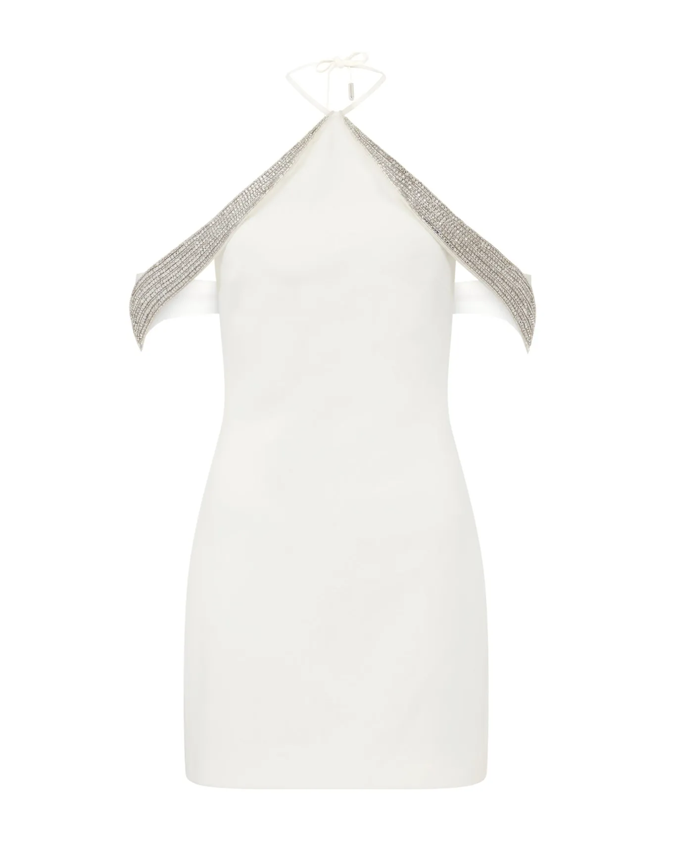 OFF THE SHOULDER CRYSTAL WINGS MINI DRESS
