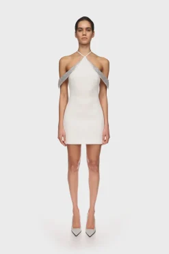 OFF THE SHOULDER CRYSTAL WINGS MINI DRESS