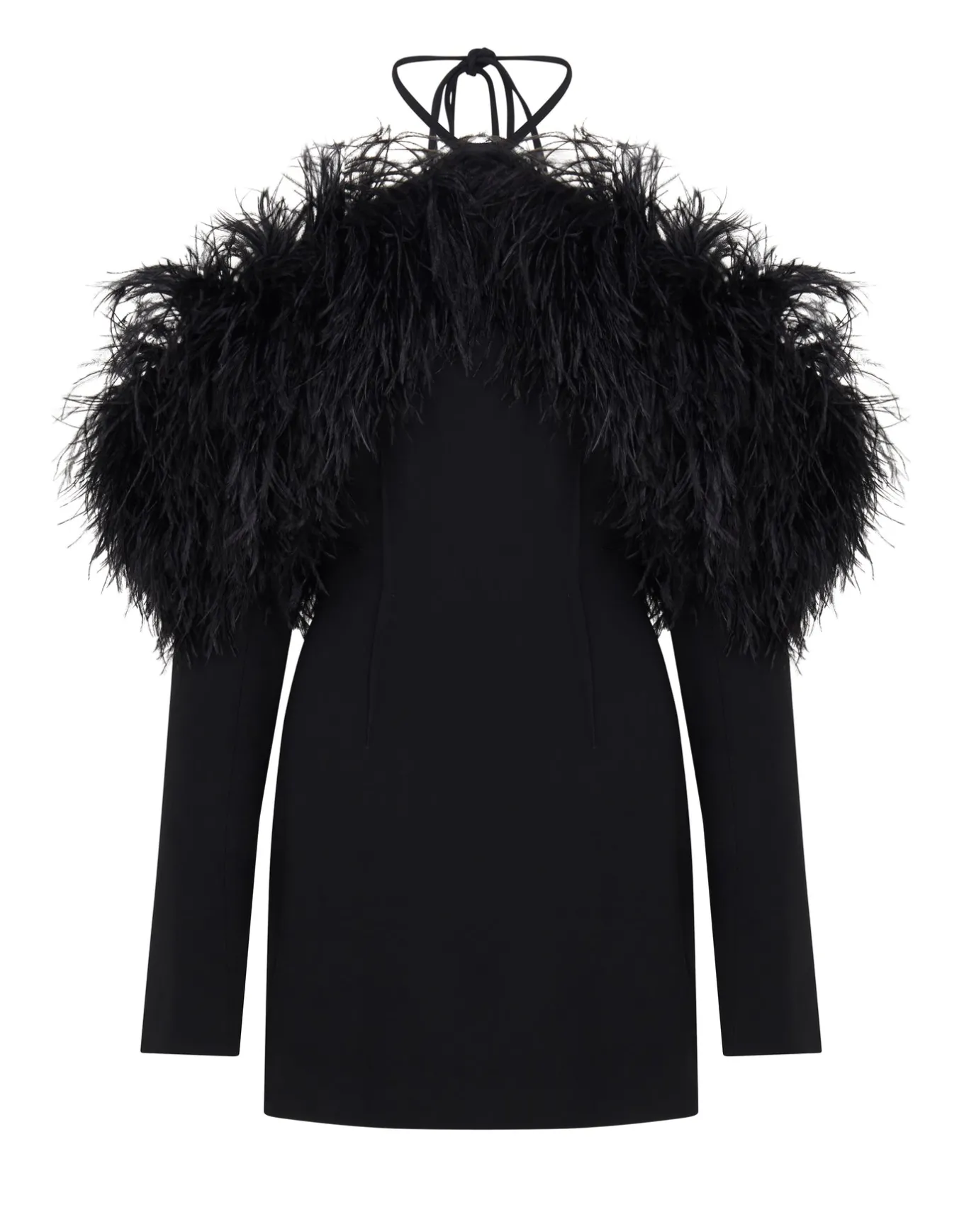 OFF THE SHOULDER FEATHER MINI DRESS