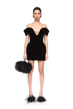 OFF THE SHOULDER VELVET MINI DRESS