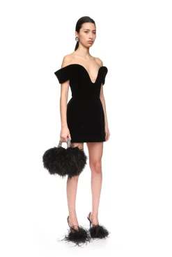 OFF THE SHOULDER VELVET MINI DRESS