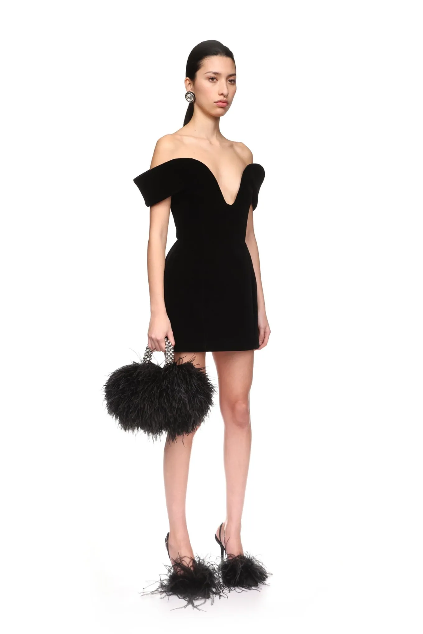 OFF THE SHOULDER VELVET MINI DRESS