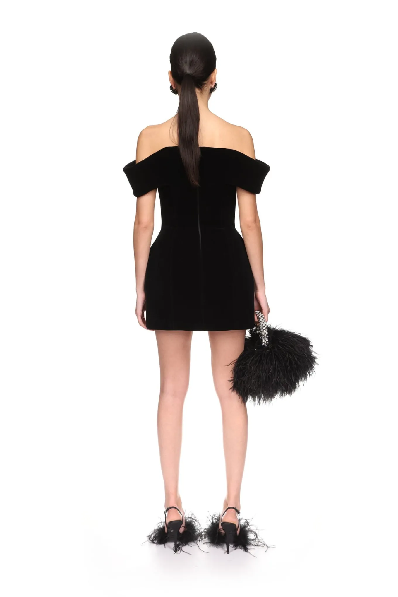 OFF THE SHOULDER VELVET MINI DRESS