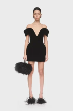 OFF THE SHOULDER VELVET MINI DRESS