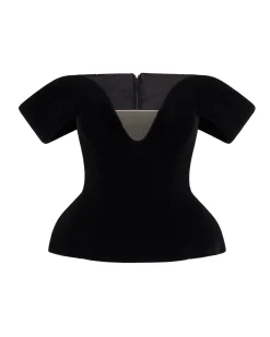 OFF THE SHOULDER VELVET TOP
