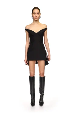 OFF THE SHOULDER WOOL MINI DRESS