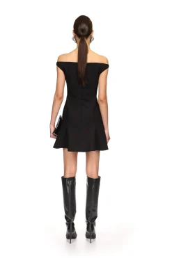 OFF THE SHOULDER WOOL MINI DRESS