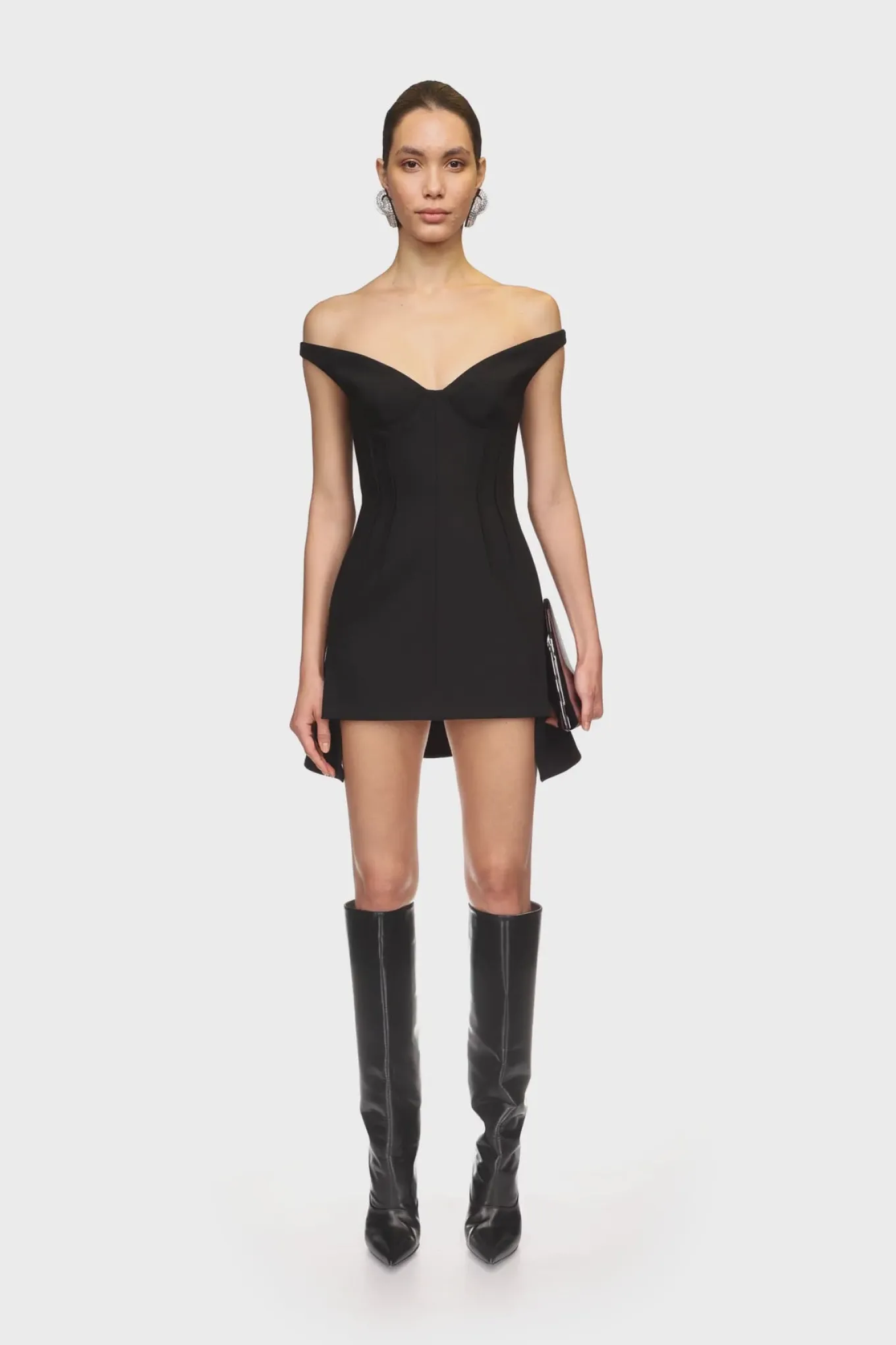 OFF THE SHOULDER WOOL MINI DRESS