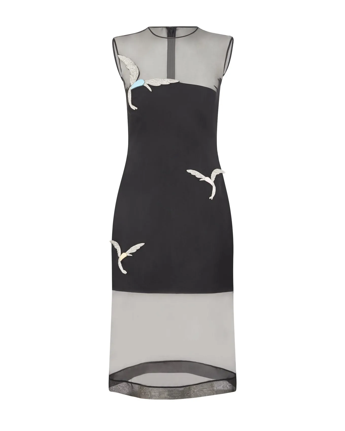 ORGANZA MIDI DRESS WITH CRYSTAL HUMMINGBIRDS