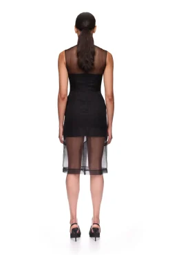 ORGANZA MIDI DRESS WITH CRYSTAL HUMMINGBIRDS