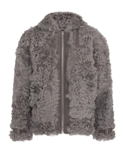 OVERSIZED SHEARLING JACKET IN GREY