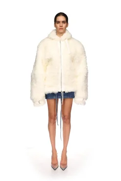 OVERSIZED SHEARLING JACKET IN WHITE