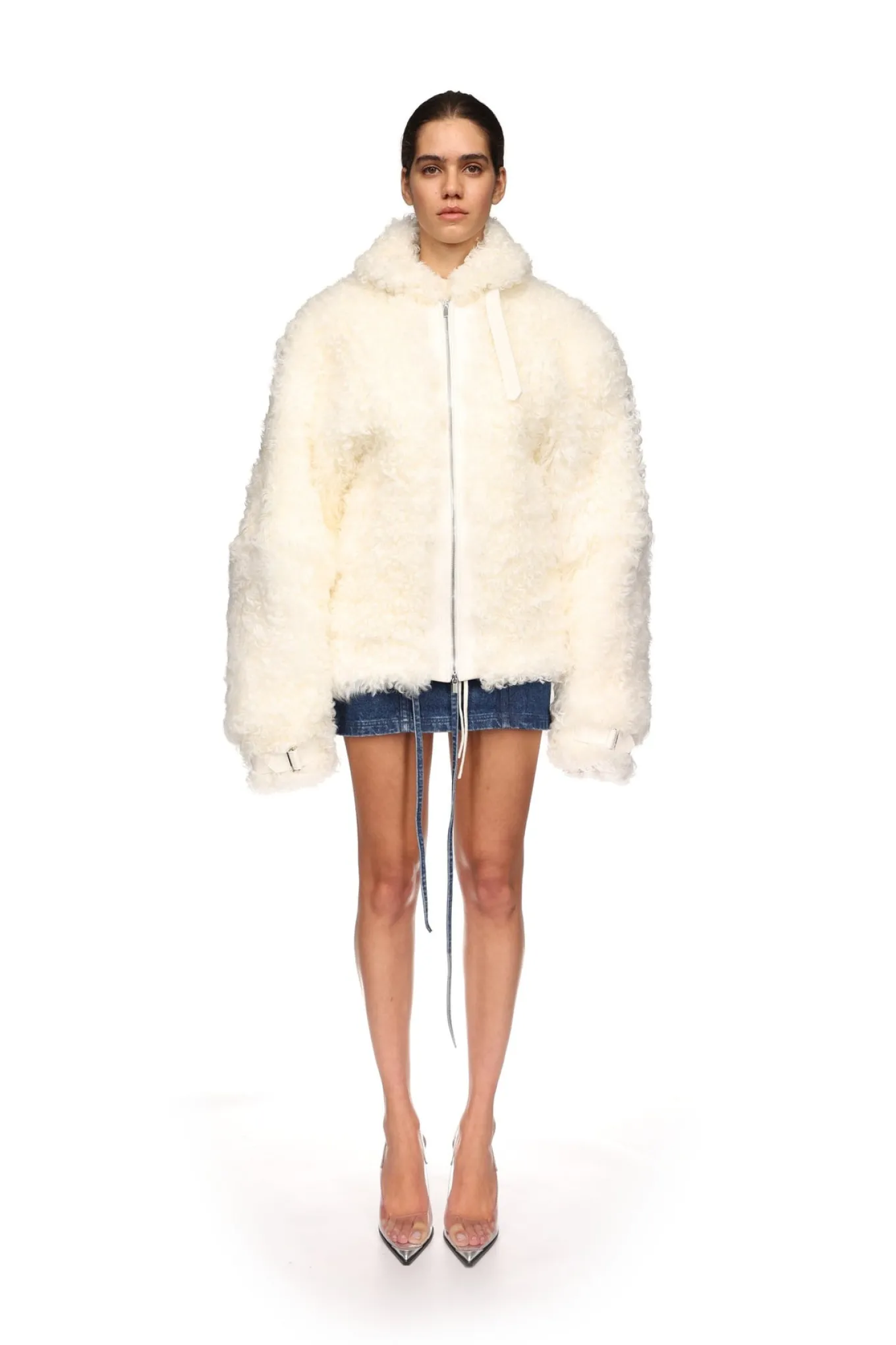 OVERSIZED SHEARLING JACKET IN WHITE