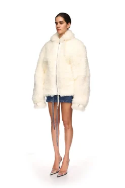 OVERSIZED SHEARLING JACKET IN WHITE