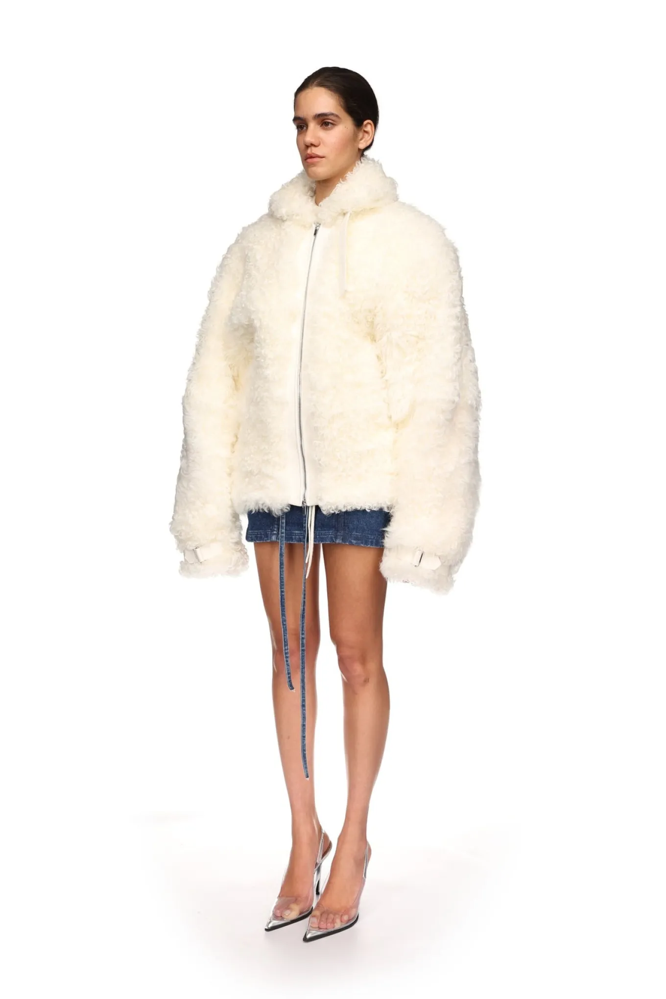 OVERSIZED SHEARLING JACKET IN WHITE