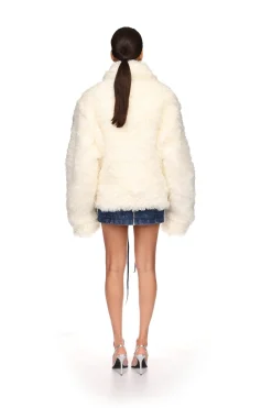 OVERSIZED SHEARLING JACKET IN WHITE