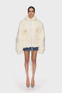 OVERSIZED SHEARLING JACKET IN WHITE