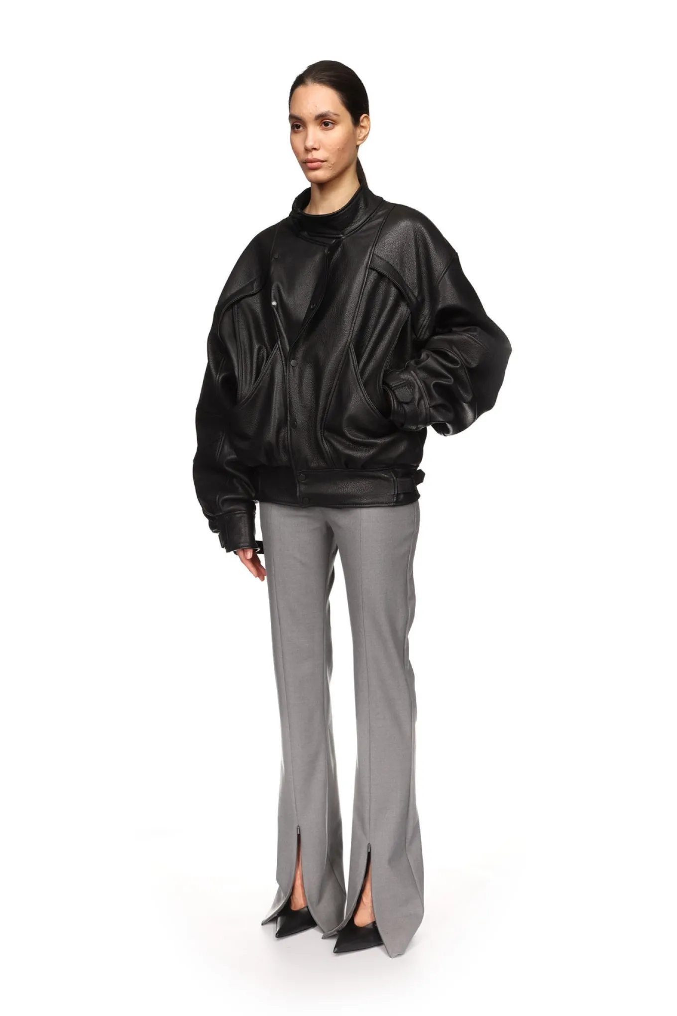 PANELLED LEATHER JACKET