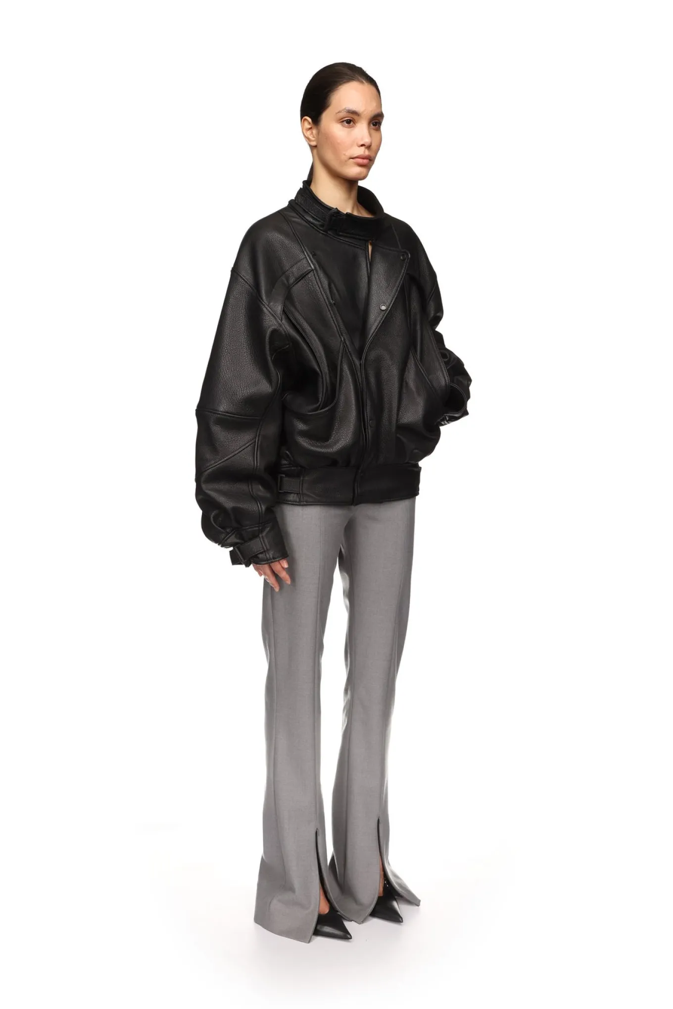 PANELLED LEATHER JACKET