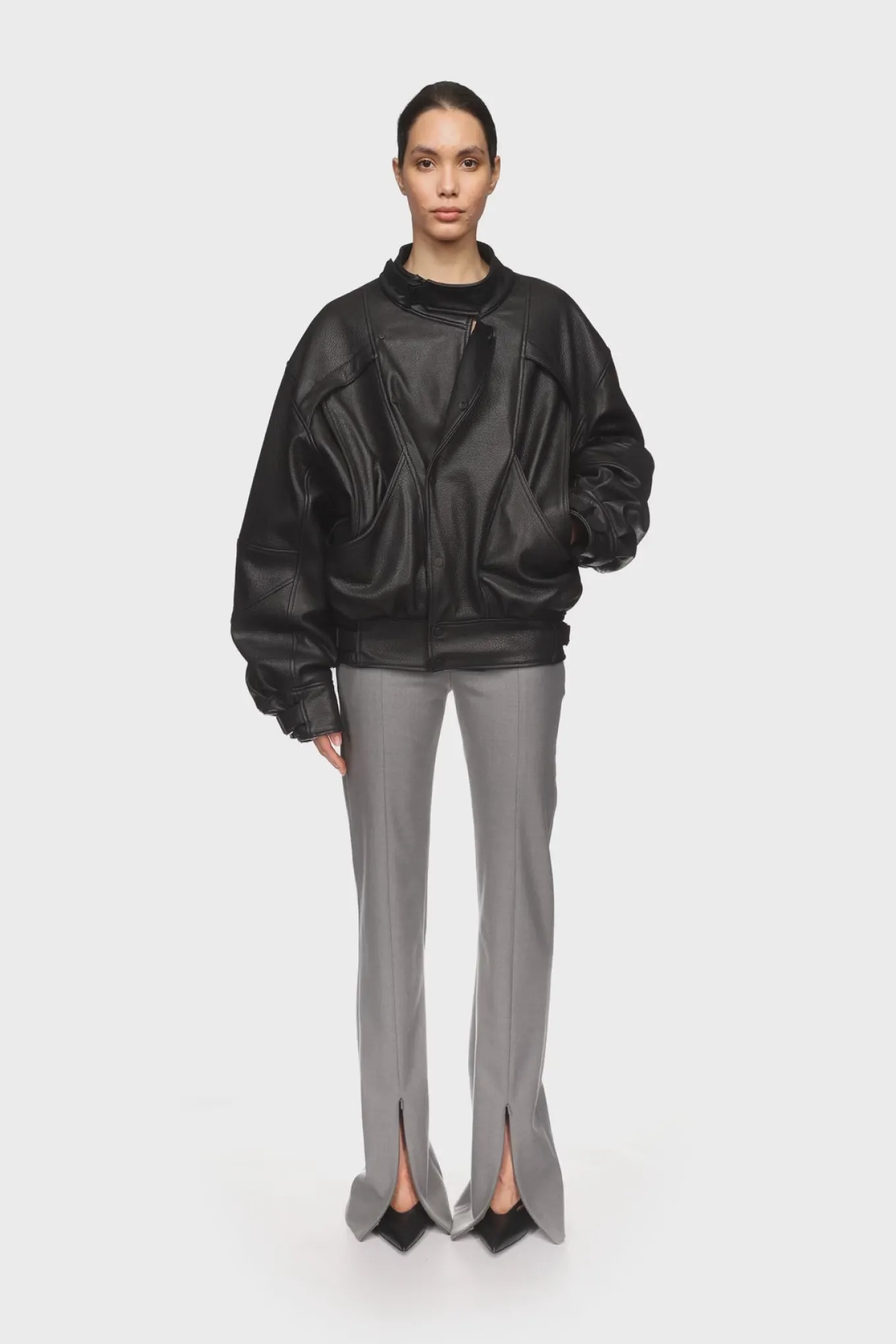 PANELLED LEATHER JACKET