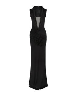 PLUNGE NECKLINE JERSEY GOWN