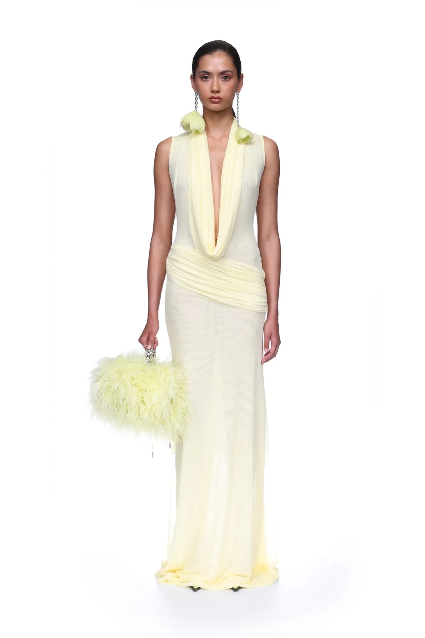 PLUNGE NECKLINE SLEEVELESS GOWN