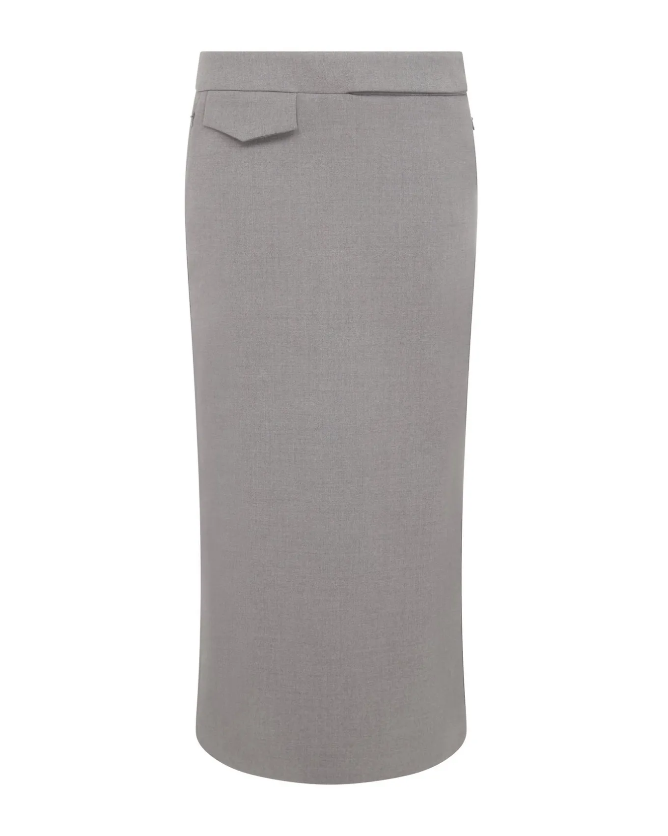 POCKET DETAIL MIDI SKIRT IN GREY