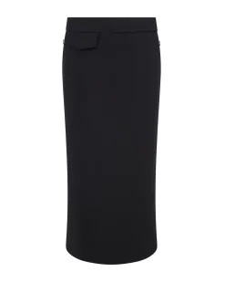 POCKET DETAIL MIDI SKIRT IN BLACK