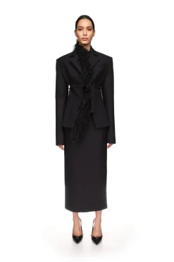 POCKET DETAIL MIDI SKIRT IN BLACK
