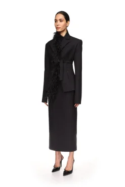 POCKET DETAIL MIDI SKIRT IN BLACK