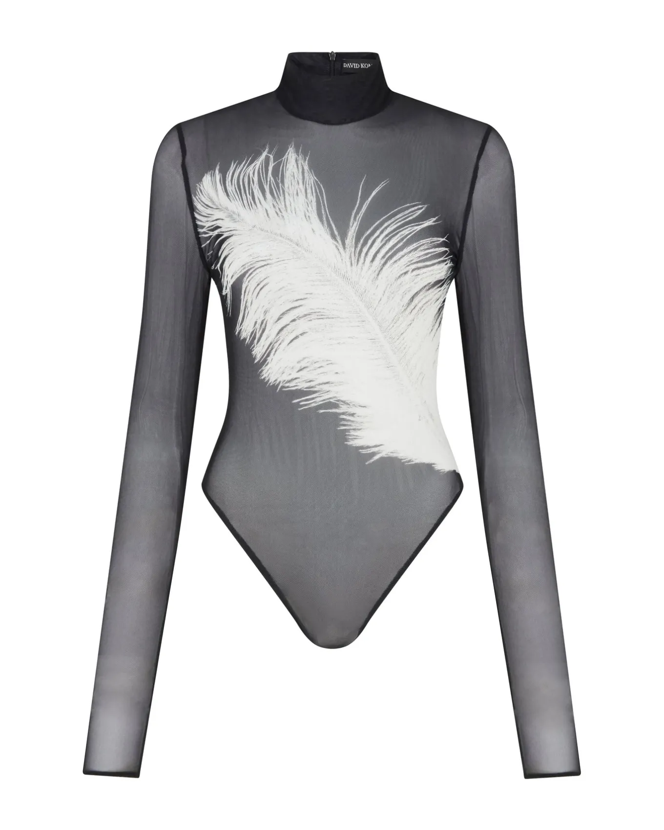 PRINTED MESH LONG SLEEVE BODYSUIT