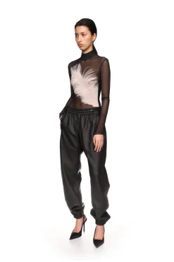 PRINTED MESH LONG SLEEVE BODYSUIT