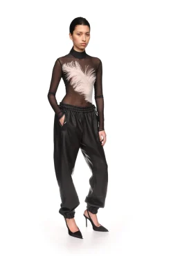 PRINTED MESH LONG SLEEVE BODYSUIT