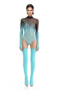 PRINTED TULLE BODYSUIT