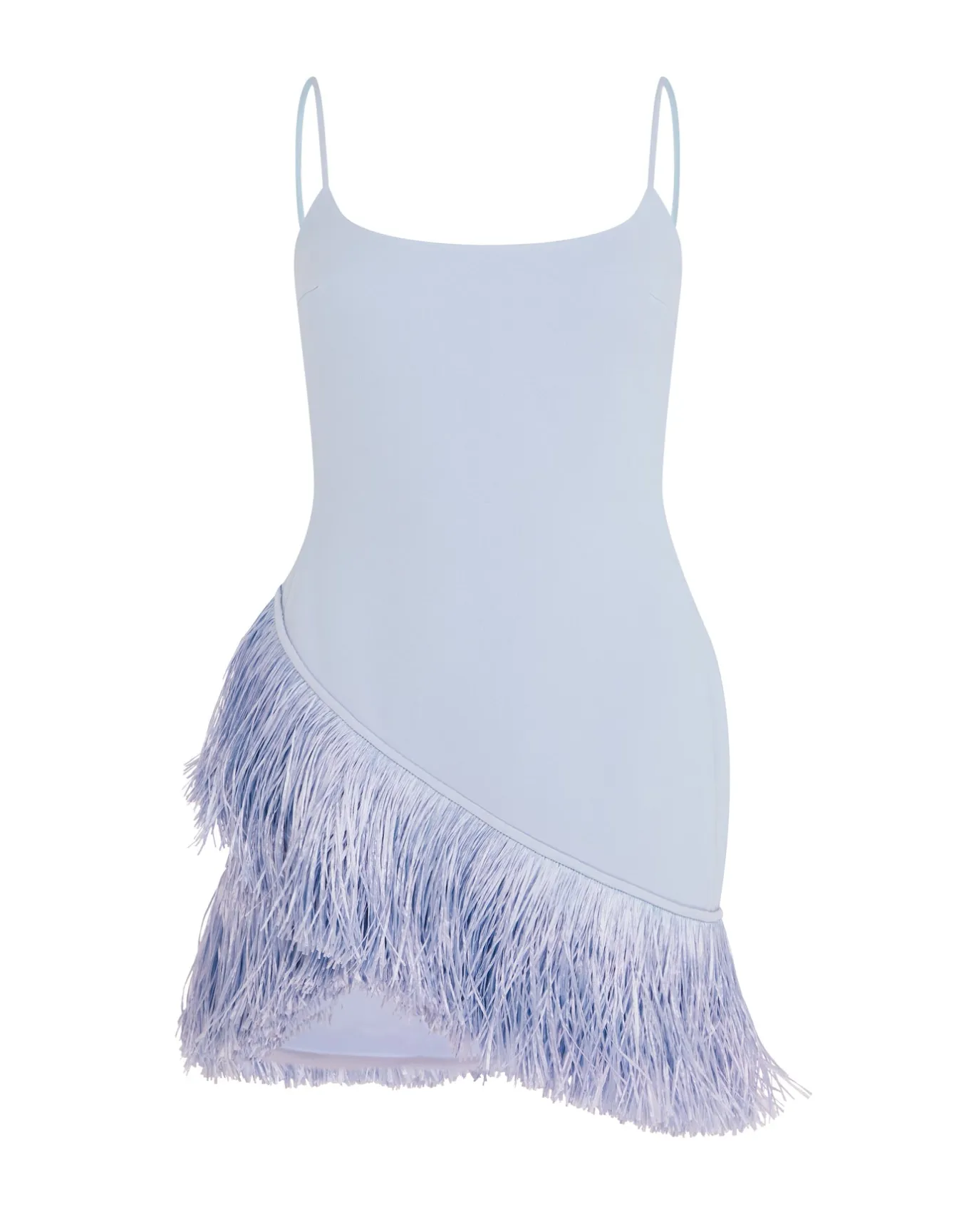 RAFFIA FRINGE HEM DETAIL MINI DRESS
