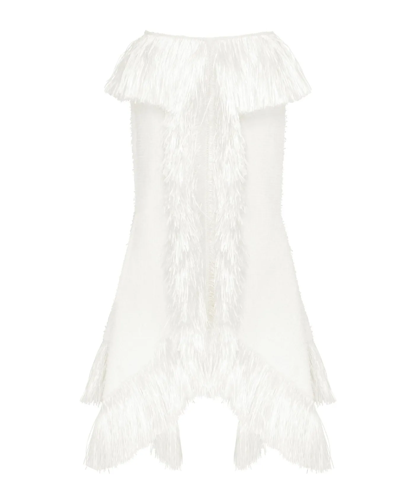 RAFFIA FRINGE TRIM AND BOUCLE MIDI SKIRT