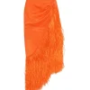 RAFFIA FRINGE TRIM WRAP SKIRT