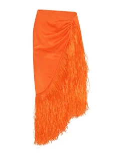 RAFFIA FRINGE TRIM WRAP SKIRT