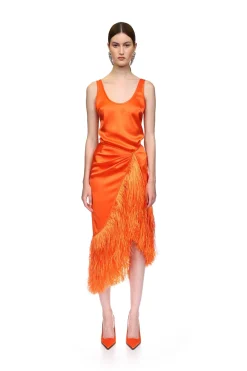 RAFFIA FRINGE TRIM WRAP SKIRT