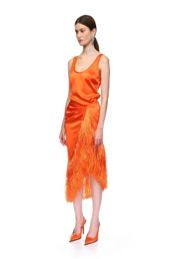 RAFFIA FRINGE TRIM WRAP SKIRT