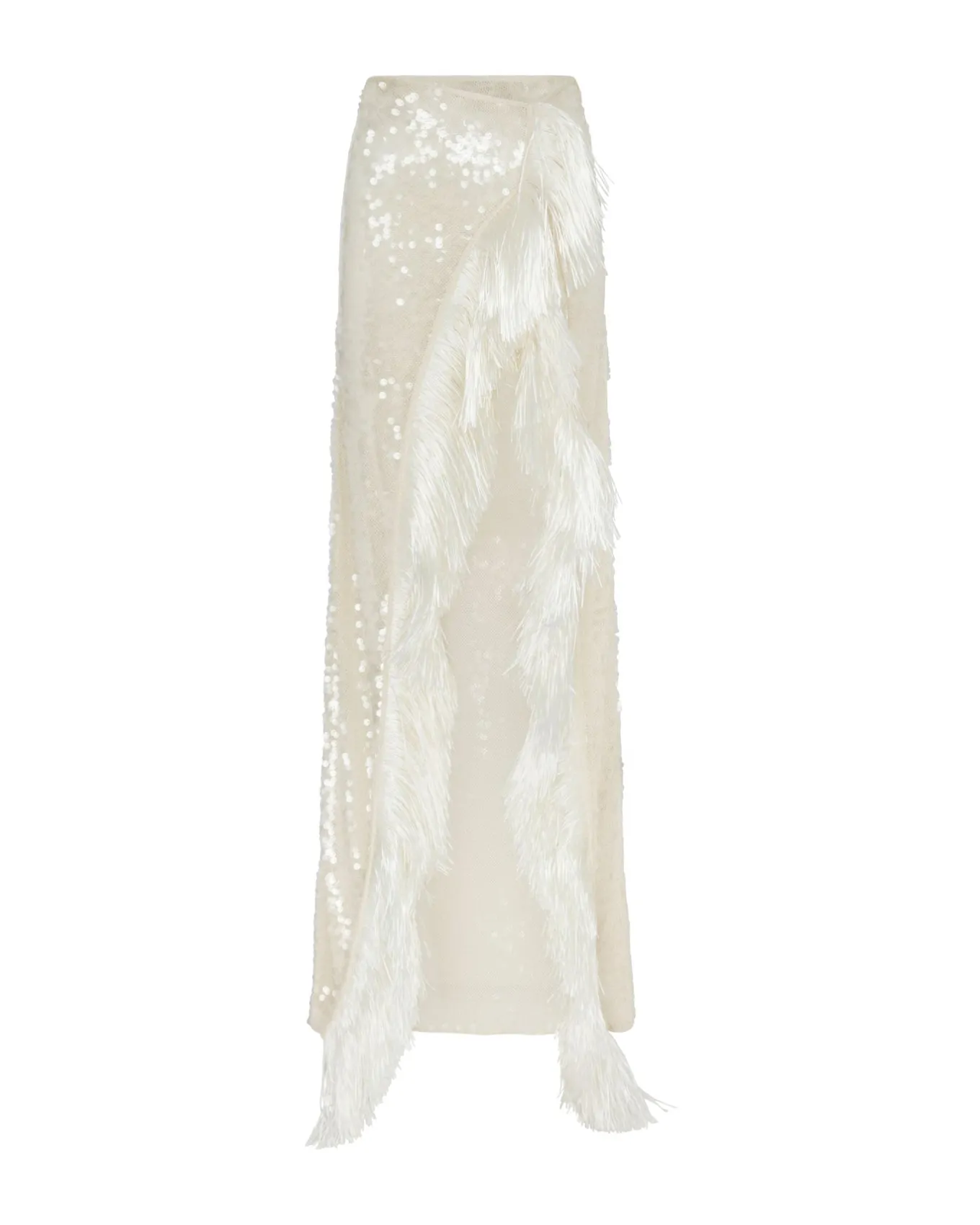 RAFFIA FRINGE WRAP MAXI SKIRT