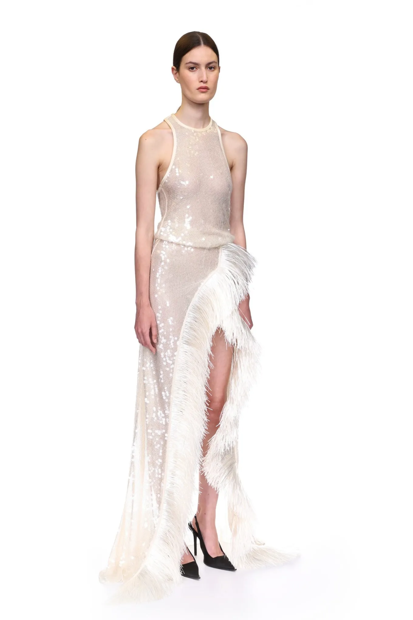 RAFFIA FRINGE WRAP MAXI SKIRT