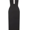 RECTANGLE CRYSTAL EMBROIDERY DETAIL MIDI DRESS