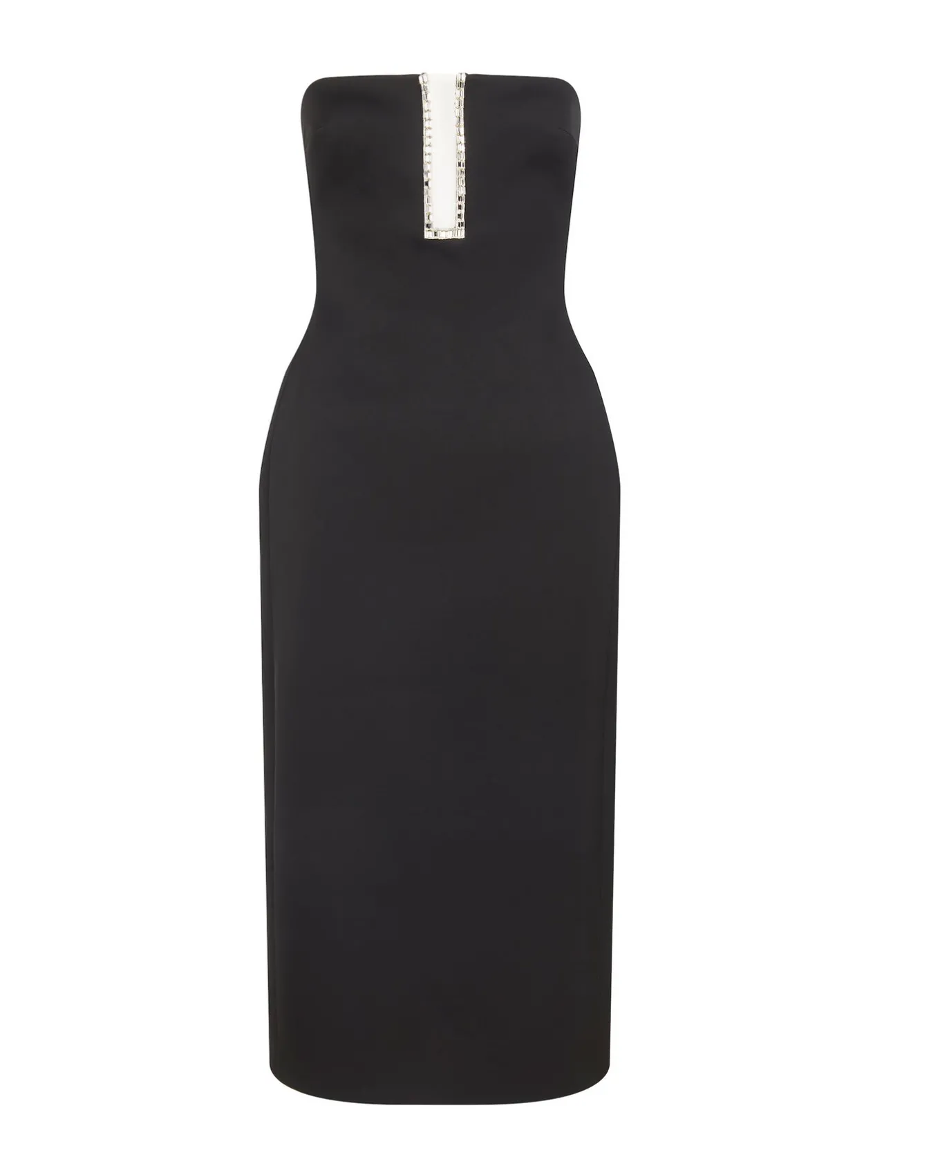 RECTANGLE CRYSTAL EMBROIDERY DETAIL MIDI DRESS