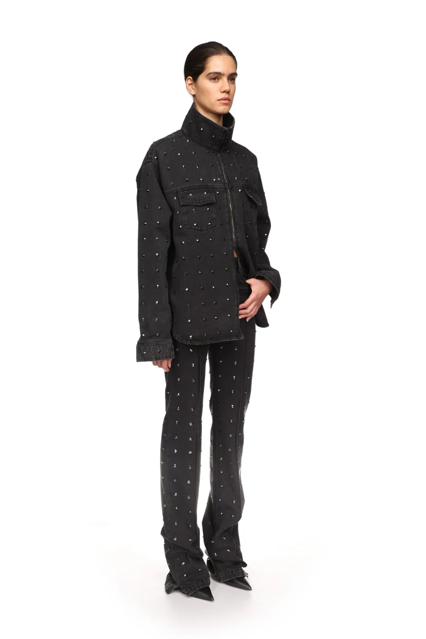RHINESTONE CRYSTAL EMBROIDERY JACKET