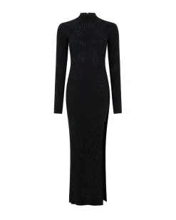 RHINESTONE EMBROIDERED KNITTED MIDI DRESS