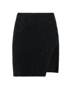 RHINESTONE EMBROIDERED KNITTED SKIRT